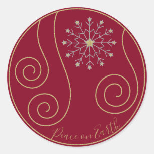 Vrolijk kerstfeest "sneeuwvlok" Stickers rond