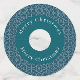 Vrolijk Kerstfeest Sneeuwvlok Wijnglas Label