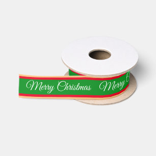 Vrolijk Kerstfeest & Snoep Stripe Ribbon Red Santa Lint