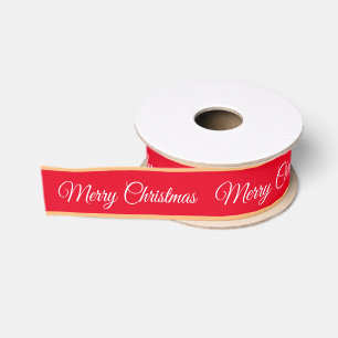 Vrolijk Kerstfeest & Snoep Stripe Ribbon Rood/Goud Grosgrain Lint