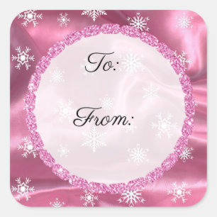 Vrolijk kerstfeest Snowflake Black en roze sticker