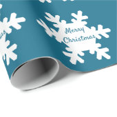 Vrolijk kerstfeest Snowflake Pattern Blue White 20 Cadeaupapier (Rol Hoek)