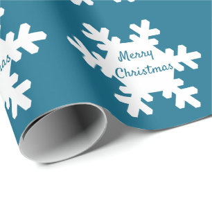 Vrolijk kerstfeest Snowflake Pattern Blue White 20 Cadeaupapier