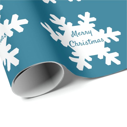Vrolijk kerstfeest Snowflake Pattern Blue White 20 Cadeaupapier (Rol Hoek)