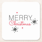 Vrolijk kerstfeest Snowflake Red en Black Vierkante Kartonnen Onderzetter (Voorkant)
