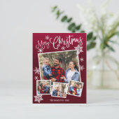 Vrolijk kerstfeest Snowflake Rustic 4 foto's Briefkaart (Staand voorkant)