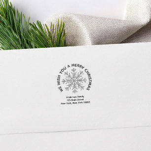 Vrolijk Kerstfeest Snowflake Vakantie Retour Adres Zelfinktende Stempel