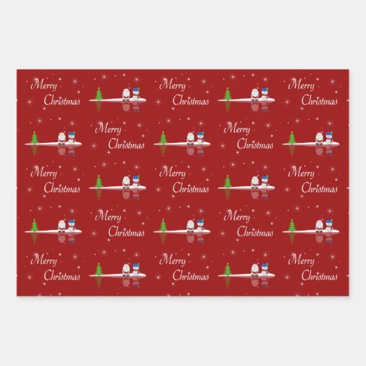 Vrolijk kerstfeest Snowman en Kerstman Inpakpapier Vel (Voorkant 3)