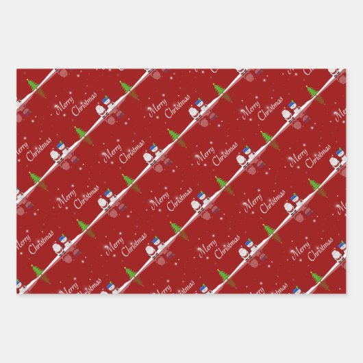 Vrolijk kerstfeest Snowman en Kerstman Inpakpapier Vel (Voorkant)