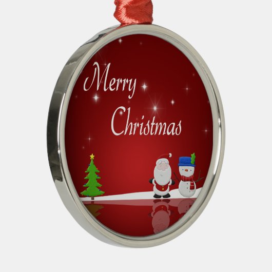 Vrolijk kerstfeest Snowman en Kerstman Metalen Ornament (Rechts)