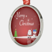 Vrolijk kerstfeest Snowman en Kerstman Metalen Ornament (Links)