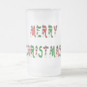 Vrolijk kerstfeest Snowman Font Frosted Mok (Center)