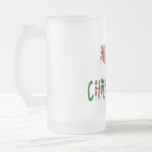 Vrolijk kerstfeest Snowman Font Frosted Mok (Links)