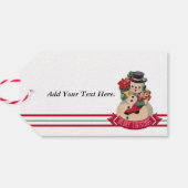 Vrolijk kerstfeest -  Snowman Gift Label Cadeaulabel (Achterkant Horizontaal)