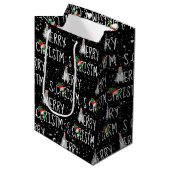 Vrolijk kerstfeest Snowman in Snowflakes Medium Cadeauzakje (Voorkant Gekanteld)