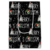 Vrolijk kerstfeest Snowman in Snowflakes Medium Cadeauzakje (Achterkant)