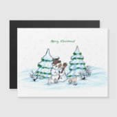 Vrolijk kerstfeest! Snowman met kat en puppy (Voorkant / Achterkant)
