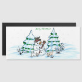 Vrolijk kerstfeest! Snowman met kat en puppy (Voorkant / Achterkant)