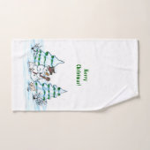 Vrolijk kerstfeest! Snowman met kat en puppy Bad Handdoek (Handdoek)