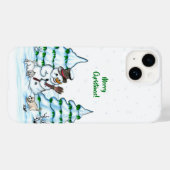Vrolijk kerstfeest! Snowman met kat en puppy Case-Mate iPhone Case (Achterkant (horizontaal))