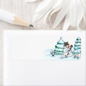 Vrolijk kerstfeest! Snowman met kat en puppy Etiket (Insitu)