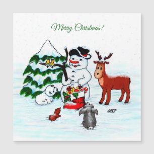Vrolijk kerstfeest! Snowman met vrienden