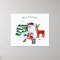 Vrolijk kerstfeest! Snowman met vrienden