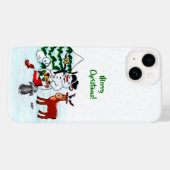 Vrolijk kerstfeest! Snowman met vrienden Case-Mate iPhone Case (Achterkant (horizontaal))