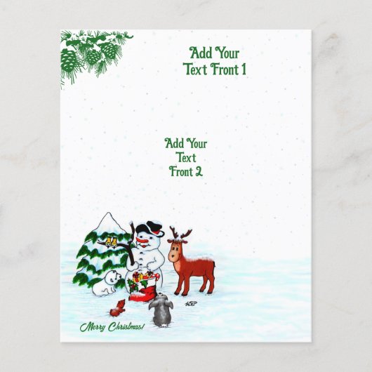 Vrolijk kerstfeest! Snowman met vrienden Flyer (Voorkant)