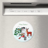 Vrolijk kerstfeest! Snowman met vrienden Magneet (Insitu (Vaatwasser))