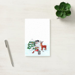 Vrolijk kerstfeest! Snowman met vrienden Post-it® Notes