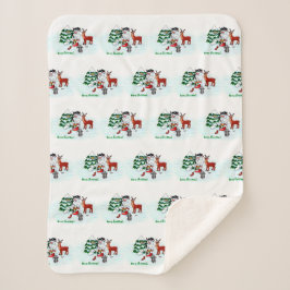 Vrolijk kerstfeest! Snowman met vrienden Sherpa Deken