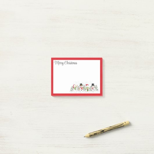 Vrolijk kerstfeest Snowmen Post-it Notes (Op bureau)