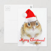 Vrolijk Kerstfeest Snowy Santa Chipmunk Feestdagenkaart (Voorkant / Achterkant)