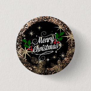 Vrolijk kerstfeest, sparkle, glitter en glanzend B Ronde Button 3,2 Cm