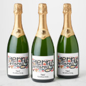 Vrolijk kerstfeest sparkling wijnetiket (Flessen)