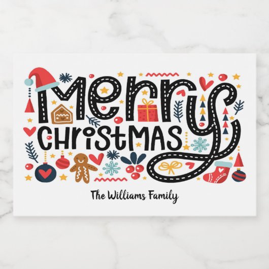 Vrolijk kerstfeest sparkling wijnetiket (Enkel label)