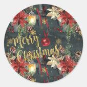 Vrolijk kerstfeest Splendor Glossy Ronde Sticker (Voorkant)