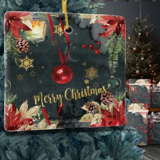 Vrolijk kerstfeest Splendor Keramisch Ornament