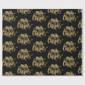 Vrolijk kerstfeest, sprankelend zwart en goud cadeaupapier (Vlak)