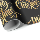 Vrolijk kerstfeest, sprankelend zwart en goud cadeaupapier (Rol Hoek)