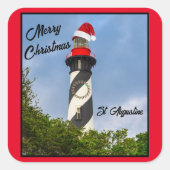 Vrolijk kerstfeest St Augustine Florida vuurtoren Vierkante Sticker (Voorkant)