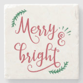 vrolijk kerstfeest stenen onderzetter (Voorkant)