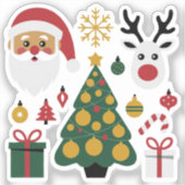 Vrolijk Kerstfeest Sticker - Feestelijke Vakantie  (Voorkant)