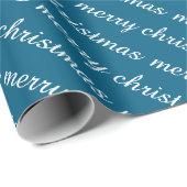 VROLIJK KERSTFEEST STIJLVOLLE MODERNE OCEAN BLUE C CADEAUPAPIER (Rol Hoek)