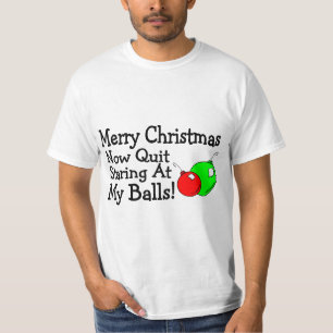 Vrolijk kerstfeest stopt nu niet bij mijn ballen t-shirt