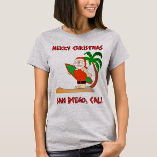 Vrolijk kerstfeest Surfing Santa San Diego Cali T-shirt