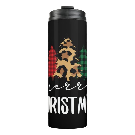 Vrolijk Kerstfeest SVG Luipaard Boom Thermosbeker (Voorkant)