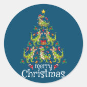 Vrolijk kerstfeest T Rex Boys Kinder kerstboom Rex Ronde Sticker (Voorkant)