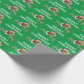 Vrolijk kerstfeest T-Rex Dinosaur Pattern Cadeaupapier (Hoek)